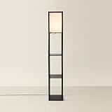 MiniSun Black Wooden Floor Lamp with Shelves 159cm 10W Bulb Included