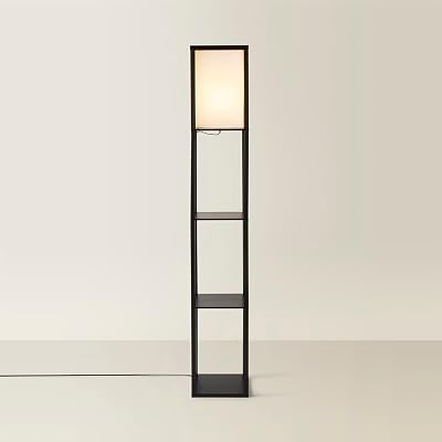 MiniSun Wooden Floor Lamp with Shelves in Black