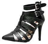 Breckelle's NATALY-21 Caged Ankle Strap Pointy Toe High Heel Pump
