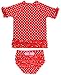 Red Polka Dot Ruffled Rash Guard Bikini - 5