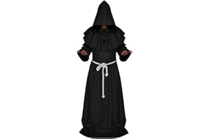 ALIZIWAY Friar Monk Priest Hooded Robe Cloak Halloween Cosplay Costume