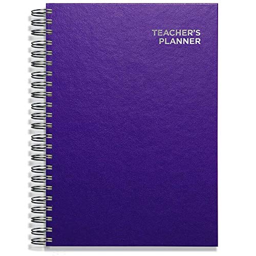 Teacher Planner 2026-2027 A4 size by Pirongs | 5 Lesson Planner for Teachers | Page a day | Undated, Hardback, Wiro-bound Teachers Planner - Purple