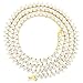 Bling Bling NY Mens One Row 14K Gold Finish Lab Created Diamonds 4MM Thick 3 Prong Stone Tennis Necklace Chain 18-24 Inches Iced Out Solitaires