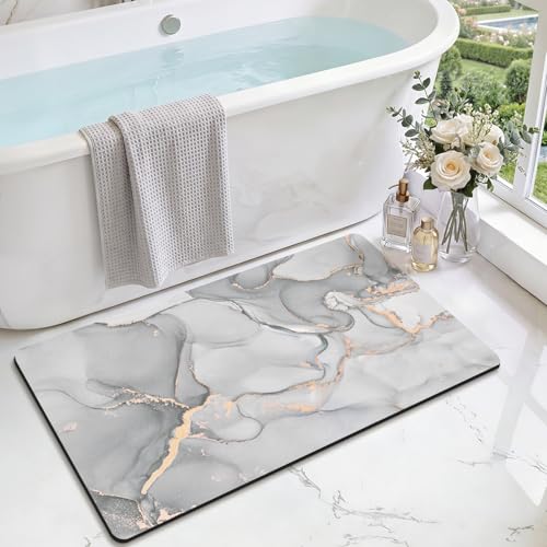 DEXI Badematte rutschfest 60 x 110 cm, Super Absorbierende Badezimmerteppich, schnelltrocknende Badvorleger, Waschbar Duschvorleger für Dusche, Badewa