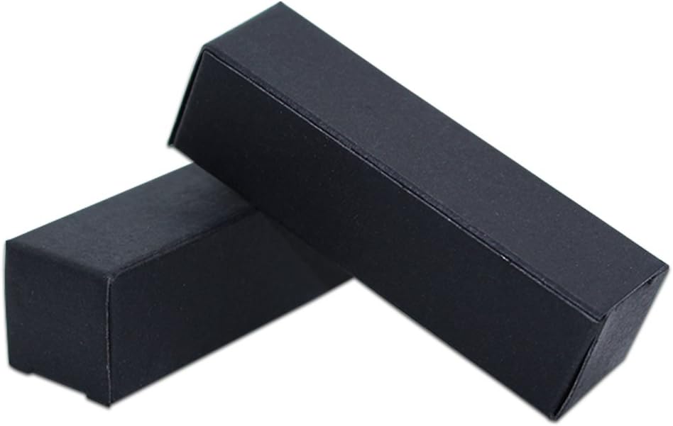 50 Pcs Rectangle Kraft Paper DIY Lipstick Boxes Beauty Accessories Cosmetic Essence Oil Lipstick Bottle Packaging Gift Makeup Organzier Tube Storage (0.78x0.78x2.8 inch, Black)