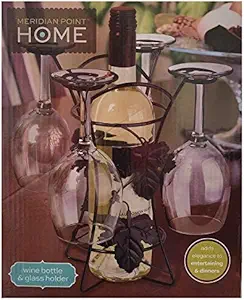 Meridian Point Home Wine Bottle and Glass Holder