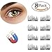 KVMV New Black Magnetic False Eyelashes Reusable Dual Magnetic Eyelashes Extremely Thin 3D No Glue Magnetic Eyelashes Ideal for Deep & Round Eyes (2 Pairs 8 Pieces)