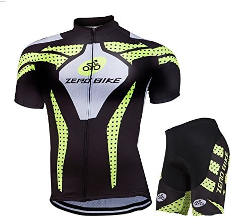 ZEROBIKE Men's Short Sleeve Breathable Cycling Jersey 3D Padded Shorts Sportswear Suit Set Breathable Quick Dry