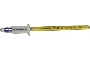 Thermco ACCDB301 ACCU-SAFE Enclosed Chamber Bottle Spirit Filled Thermometer for Block Heaters, 125mm Height, 18 to 60°C Range, 0.5°C Division