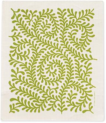 Green Vine Leaves 7 x 8 Inch Absorbant Earth Friendly Swedish Dishcloth