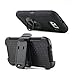 ULAK Hybrid Rugged Three Layer Holster Case with Built-in Rotating Kickstand and Belt Swivel Clip for Galaxy S6 - Black