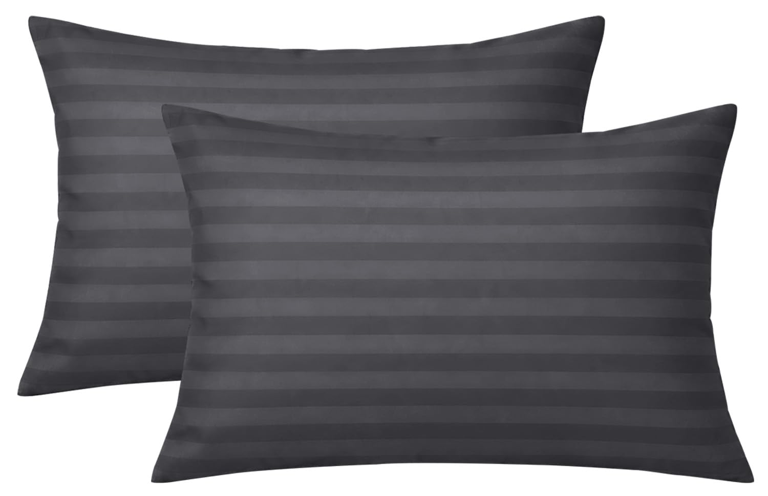 Moonlight Bedding Pillow cases 2 pack - Charcoal Stripe 50x75cm Luxury Pillowcase 100% Microfiber Hotel Quality Pillow Cover - Super Soft and Breathable Pillow Case
