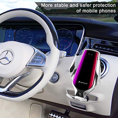 Smart Sensor Wireless Car Charger Mount, Automatic Clamping QC/QI 10W Fast Charging Car Charger Holder Compatible with iPhone 11/Xs/Xs Max/XR/X /8,Samsung Galaxy Note 9/ S9/ S9+/ S8 etc(Silver) - Thumbnail 5