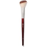BK BEAUTY 112 Small Angled Blush Brush for Powder, Cream &amp; Liquid | Precise angled head for blush on smaller faces and for highlighting. Wood handle, aluminum ferrule, Burgundy.