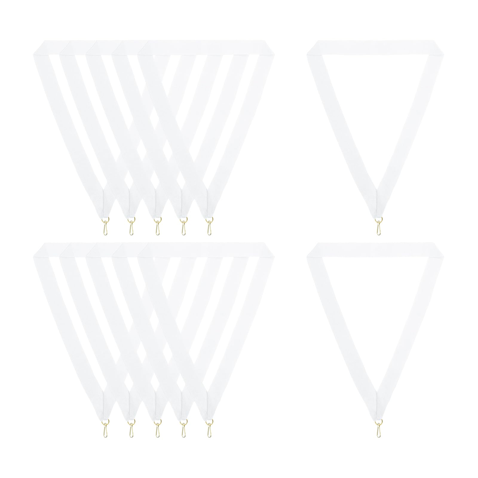 PATIKIL Award Neck Ribbons with Snap Clips, 12 Pcs Polyester Striped Medal Lanyards Ribbon for Competitions Sports Meetings Sports Party, White