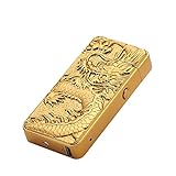 DaLanZom Chinese Dragon USB Rechargeable Windproof Electric Plasma Arc Lighter , Flameless Electronic Pulse Arc Cigarette Lighter Set with USB Charging Cable (Gold)