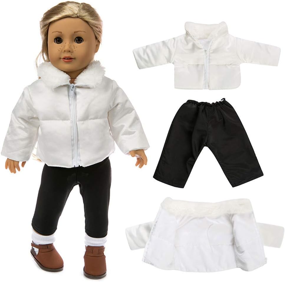 EVAIL 18 Inch Doll Outfits Winter Sweater Outfits for 18 inch American Girl Our Generation Doll Clothes Down Jacket Set Accessories