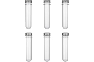 AQSXO 45ml Clear Plastic Test Tubes, 25x140mm Tube for Sample, for Scientific Experiments, Party, Decorate The House, Candy Storage, 6 Pcs.
