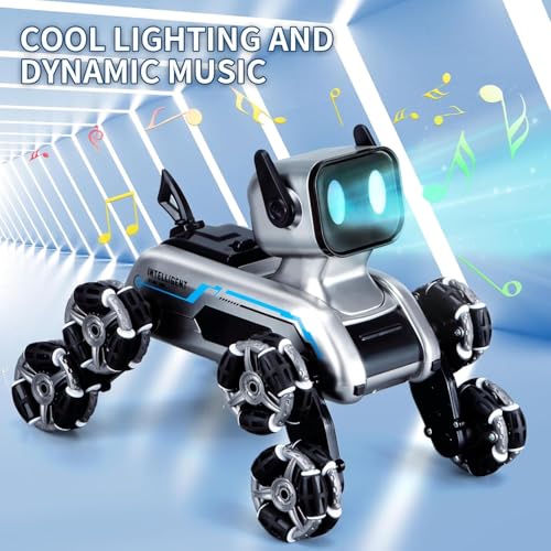 Beauenty Remote Control Robot Dog Toys, Rechargeable Stunt RC Car with Music, Spray, Climbing, Multiple Postures, LED Eyes，Birthday、Christmas、New Year Gifts for Kids 6-12
