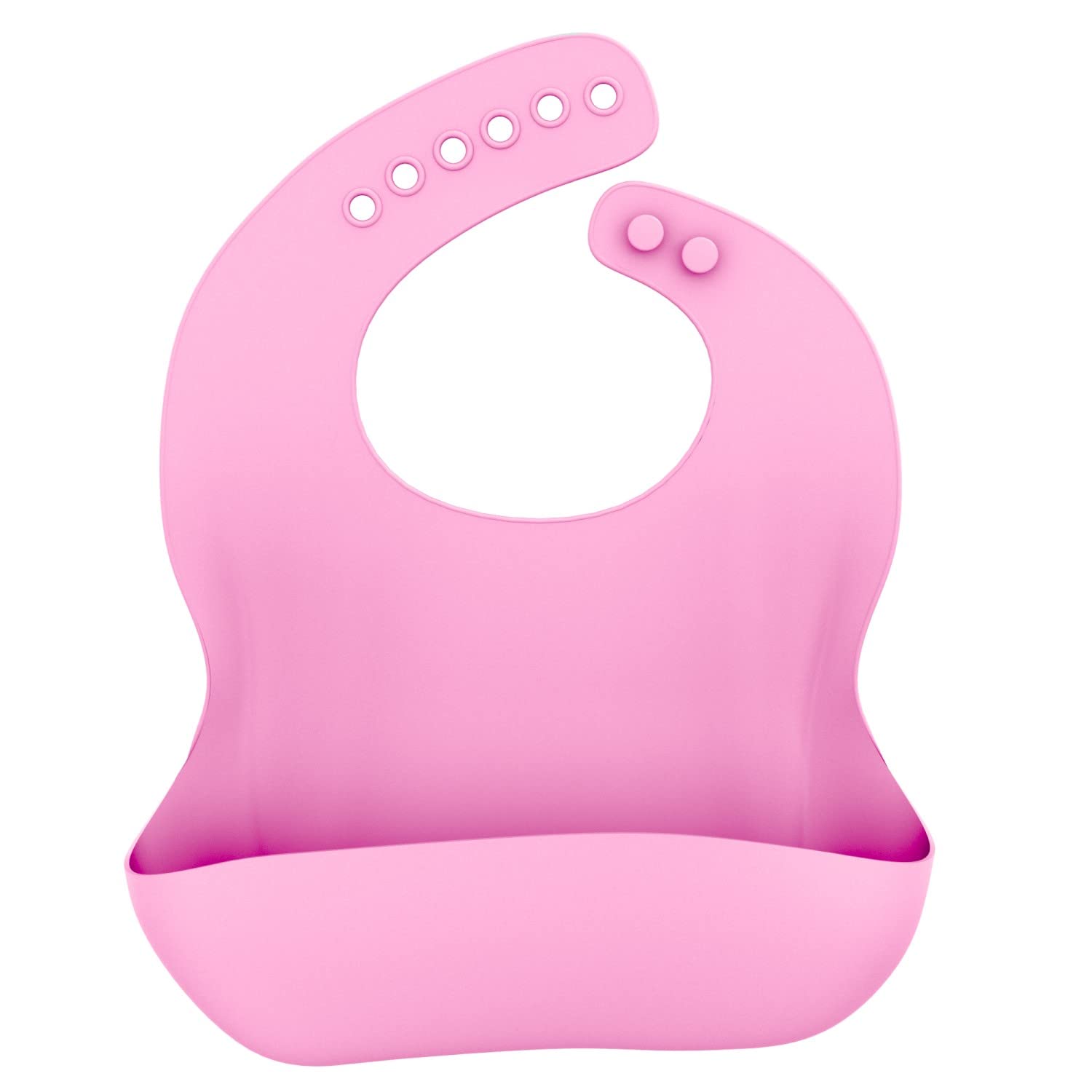 INTIRILIFE Baby bib in PINK - Silicone with drip tray BPA free dishwasher safe easy cleaning
