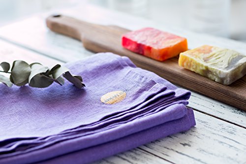 Harmony Idea Organic Soft Linen 100% Flax Bath Towels. Best quick dry Towel for travel, beach and pool. 28" X 58" (Violet)