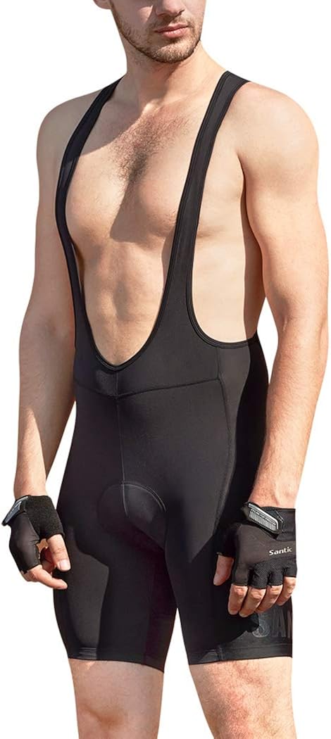 Santic Bib Cycling Shorts Mens 4D Padded Bicycle Breathable Half Pants Mountain Road Bib Bike Shorts: Clothing