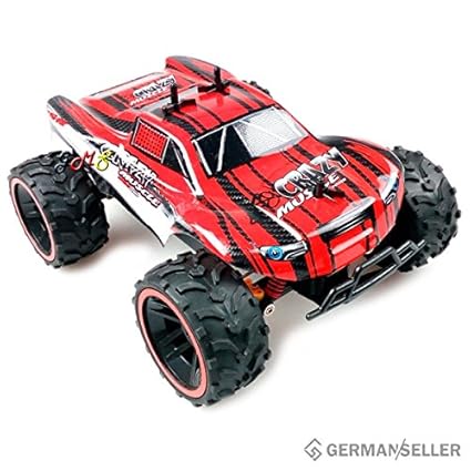 Ferngesteuertes Rennauto für Kinder, rot-schwarz, Racecar Offroadtruck fürs Gelände, 1:16, 23 cm, 2.4 GHz Fernbedienung