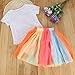 Camidy 1-6T Toddler Baby Girls Birthday Outfit Set Birthday Shirt + Rainbow Tutu Skirt (Short Sleeve, 4T)