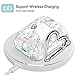 Queenxbar Airpods Case Cover, Clear Hard PC Airpods Cover Sparkle Crystals with AirPods Strap/Ear Hook/Watch Band Holder/Heart-Shaped Carabiner for Airpods 1 & 2(Front LED Visible)