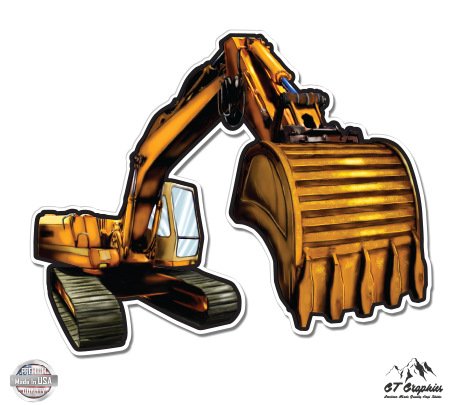 Excavator Backhoe - Vinyl Sticker Waterproof Decal
