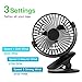 Vaincre 360° Rechargeable USB Clip On Mini Desk Fan, Black Portable Table-Top Fan Fully Adjustable Head, Three Quiet Speeds, Ideal for Office, Home, Travel and More