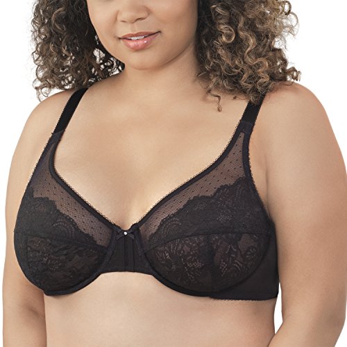 Vanity Fair Women's Flattering Lift Full Figure Non-Padded Underwire Bra 76112, Midnight Black, 42D