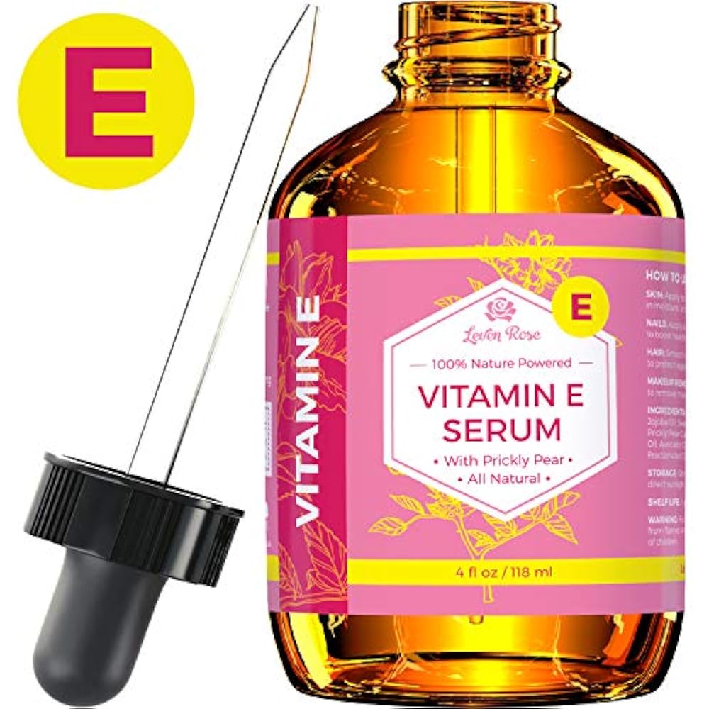 Vitamin E Serum By Leven Rose 100% Pure Organic All Natural Face, Dry