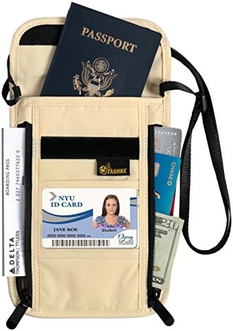 Tashke RFID Blocking Passport Neck Travel Wallet Pouch Hidden Security Wallet