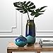 Rivet Mid Century Modern Round Ceramic Home Decor Flower Vase - 5 Inch, Blue and Green