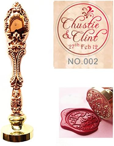 MNYR Vintage Custom Made Names Date Curvy Monogram Personalized Design Logo Picture Rose Gold Handle Copper Wax Seal Sealing Stamp Gift Wedding Invitations Set