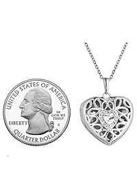 Collar con medallón de plata de ley con diseño de corazón con foto personalizada que sostiene fotos para mujeres