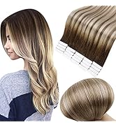 Full Shine Tape In Hair Extensions Human Hair 18 Inch Hair Extensions Tape In Dark Brown Color 3 ...