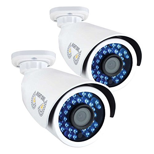 Night Owl Security, 2 Pack Addâ€“On Analog HD 1080p HD Wired Security Bullet Cameras (White)