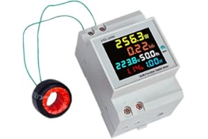 TKXEC Digital Single Phase Energy Meter Tester Electricity Usage Monitor AC 110V 40V~300V 100A Ampermeter Power Voltmeter Ammeter Voltage Amps Watt Kwh Frequency Power Factor Meter Multimeter (External CT)