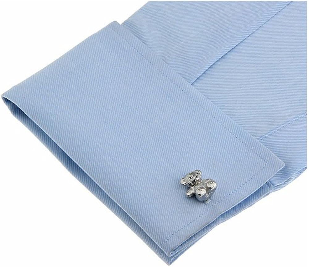 Teddy Bear Cufflinks for Men - Animal Design, Silver - Image 5