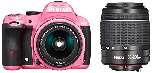 Pentax K-50 16MP Digital SLR Camera Kit with DA L 18-55mm WR f3.5-5.6 and 50-200mm WR Lenses (Pink) - International Version Pentax K-50 16MP Digital SLR Camera Kit with DA L 18-55mm WR f3.5-5.6 and 50-200mm WR Lenses (Pink) - International Version