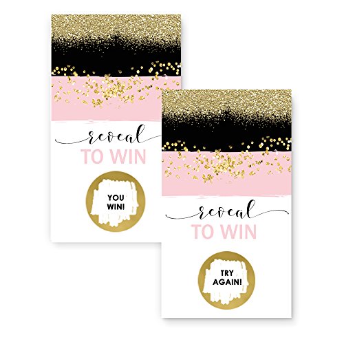 Glittery Scratch Off Game Cards (Set of 28) Pink & Black Bridal Birthday Activity