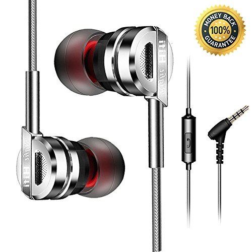 Wired Earbuds,In-Ear Metal Earphones,Stereo Bass Headphones with Microphone for Apple and Android,Laptop and More