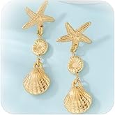 Shell Earrings for Women Gold Silver Starfish Seashell Drop Ocean Beach Outfits for Women Fashion Accessories Gifts