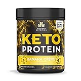 Ancient Nutrition KetoPROTEIN Powder Banana Creme, 17 Servings - Keto Diet Supplement, High Quality Low Carb Proteins and Fats from Bone Broth and MCT Oil