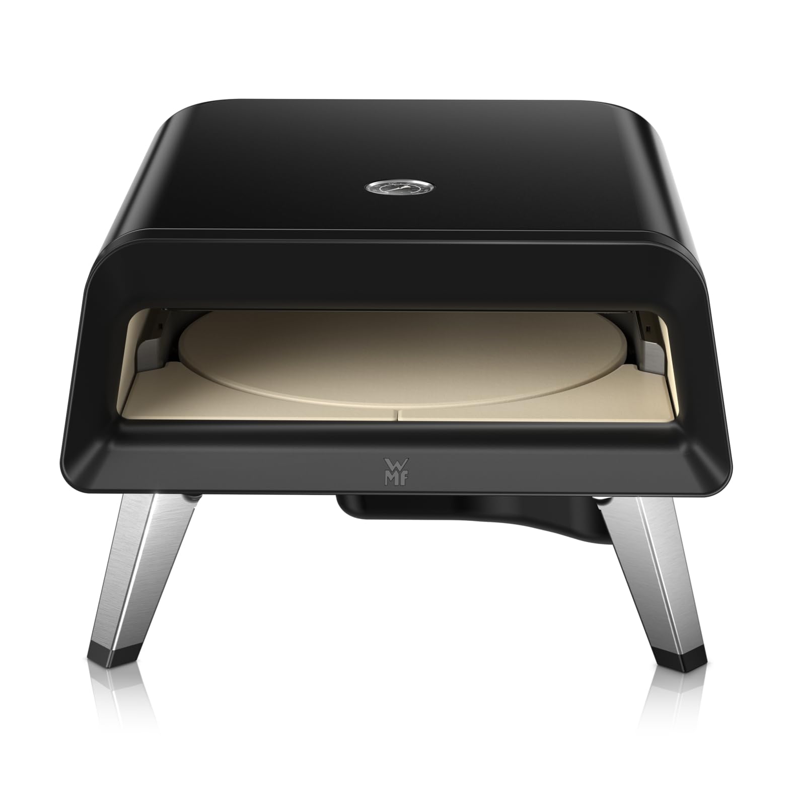 WMF Pizzaiolo Pro Pizzaofen, über 450°C Backtemperatur, großer Pizzastein (Ø 40 cm), automatische Drehmechanik, integrierte Temperaturüberwachung für perfekte Ergebnisse in 90 Sek., Gas Pizzaofen