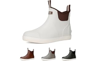 DSCORYAR Men’s Deck Boots, Waterproof Men High Traction Fishing Boots, Lightweight Garden Rain Boots, Rubber Boots for Work Ankle, Durable Water Shoes for Boat