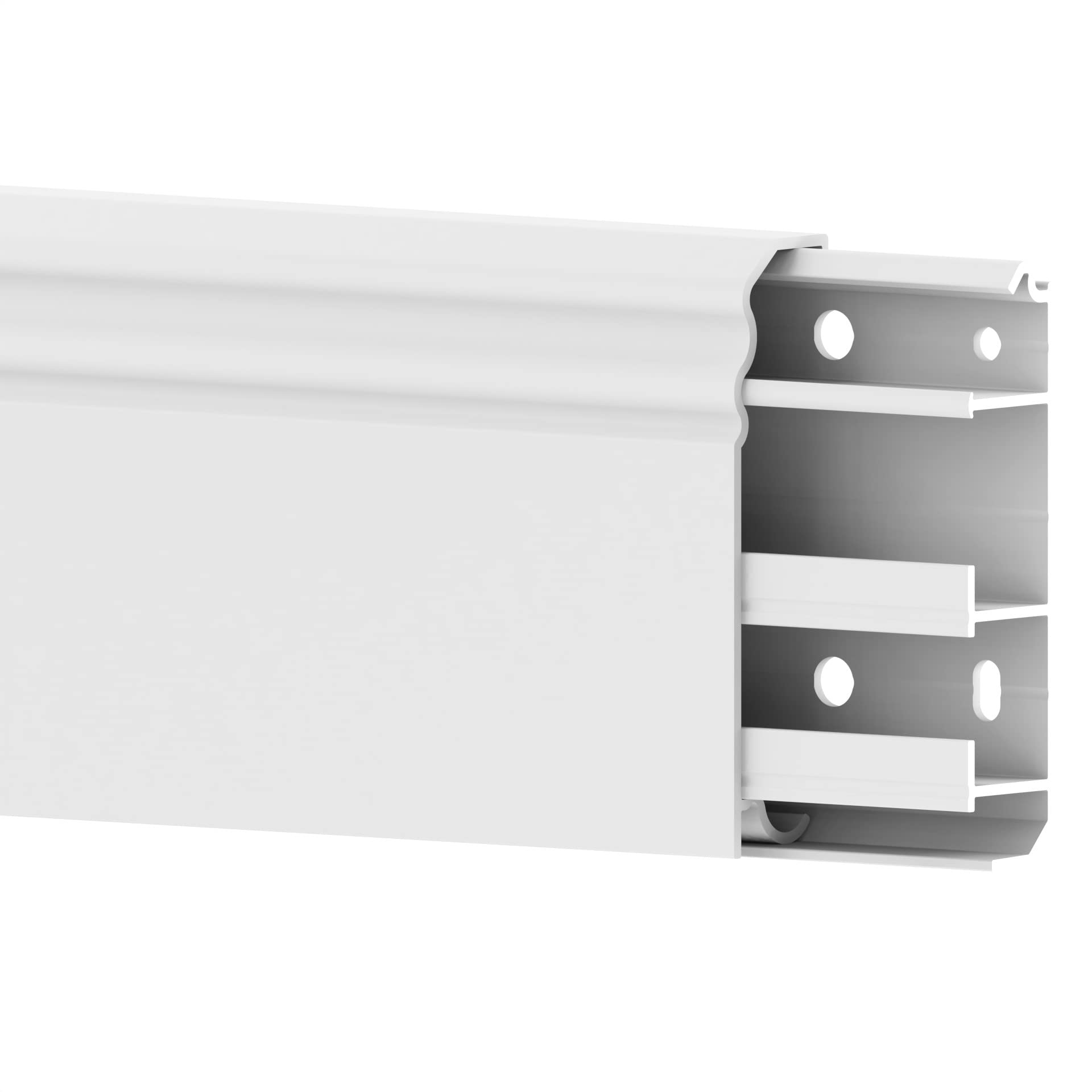 Habengut Berlin Profile Skirting Board 3 m PVC with Integrated Cable Duct White Height 80 mm 2 Pieces of 1.5 m