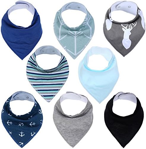 Baby Drool Bibs Bandana Teething Organic Cotton boys girls Adjustable Snap triangle Bib set